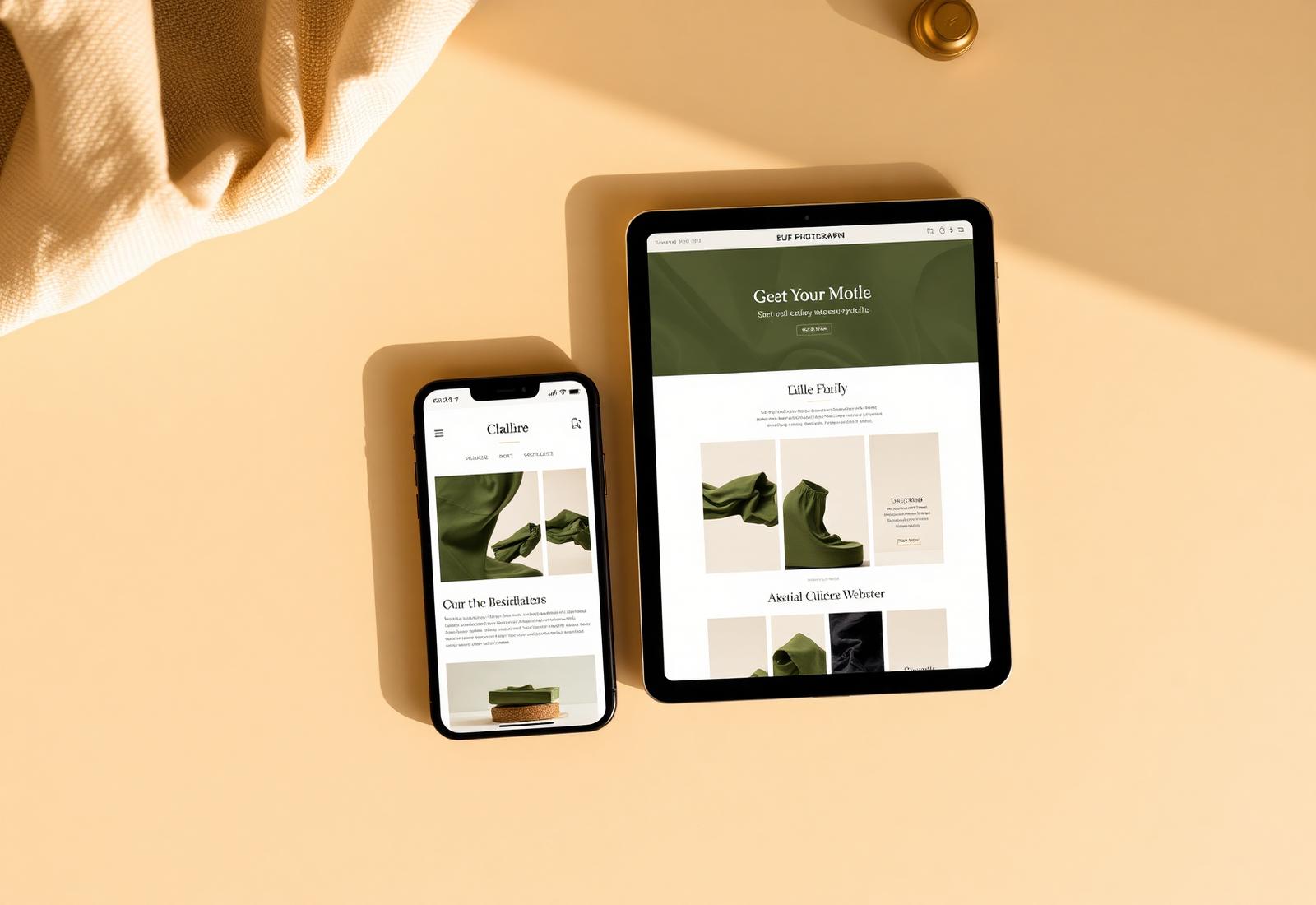 Snelle, responsive website en webshop voor zzp en mkb — getoond op tablet en smartphone